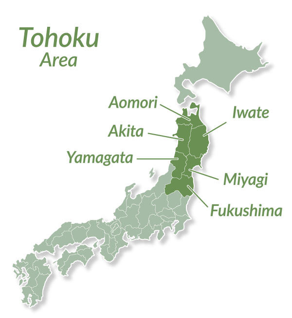 Map of Tohoku Region, Northern Japan