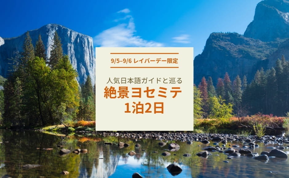 【レイバーデー週末(9/5(土)～9/6(日))限定】 ロサンゼルス発ヨセミテ国立公園1泊2日ツアー　1室2名様利用プラン(1名分料金)
