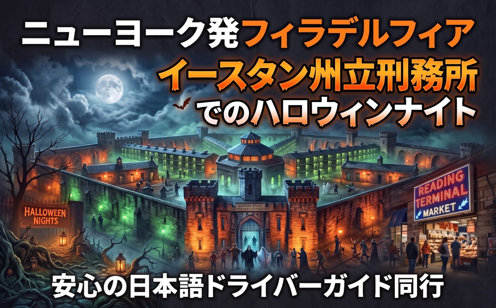 10月17日(土)限定【日本語ドライバー】NYC発着フィラデルフィア&イースタン州立刑務所ハロウィンイベントバスツアー